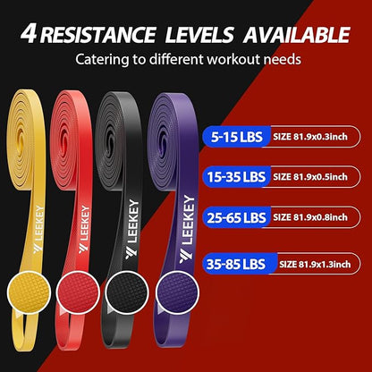 LEEKEY Resistance Bands Set for Pull-Up Assistance & Full-Body Training, Multi-Level Exercise Bands