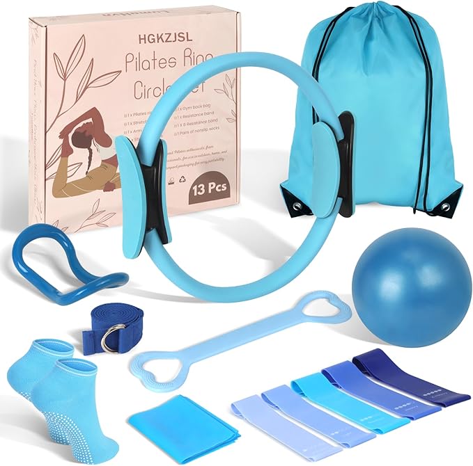 Home Pilates Essentials Kit for Women,Pilates Equipment Set with 9 Inch Yoga Ball,Figure 8