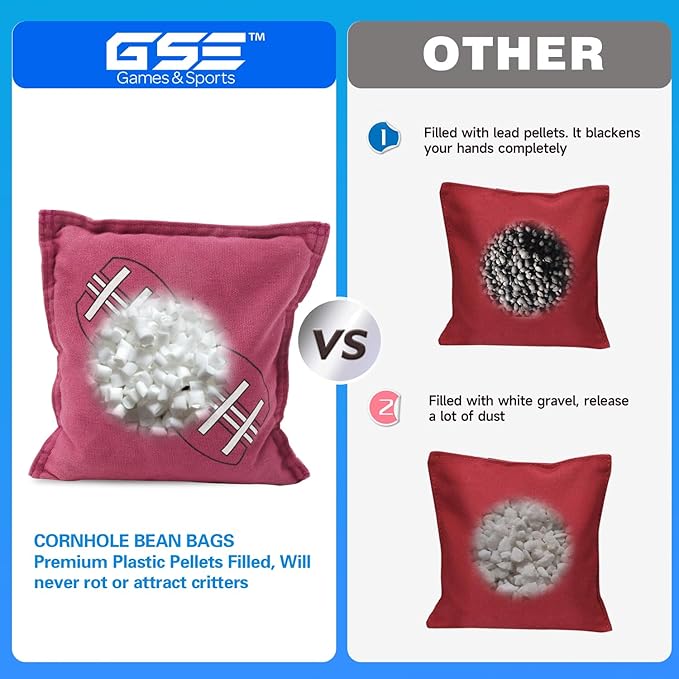 GSE Games & Sports Expert Set of 8 Premium Weather Resistant Cornhole Bags. Regulation Size and