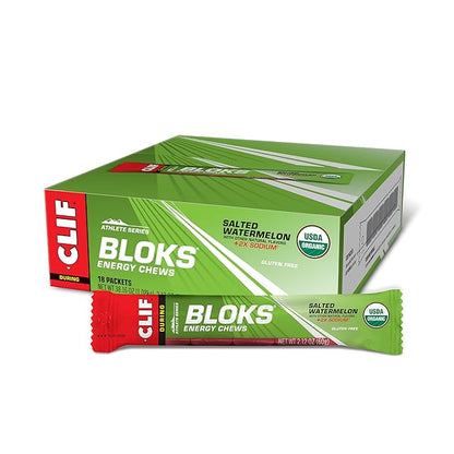 CLIF BLOKS - Salted Watermelon Flavor with 2X Sodium - Energy Chews - Non-GMO - Plant Based - Fast