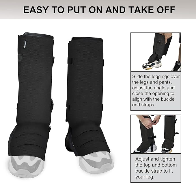 Snake Gaiters Leg Guards, Waterproof Snake Guards, Adjustable Snake Bite Protection for Lower Legs