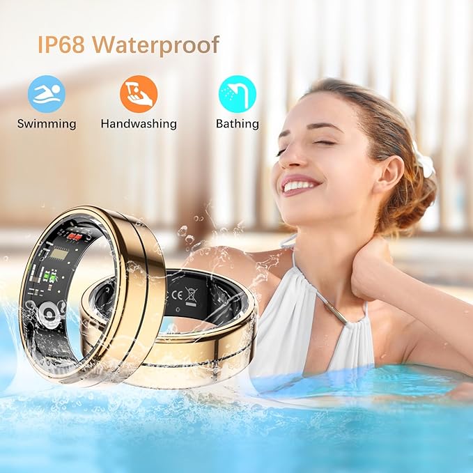 Fit Ring, Smart Health Rings for Women Men with Heart Rate,Blood Oxygen,HRV,Stress Level, Sleep