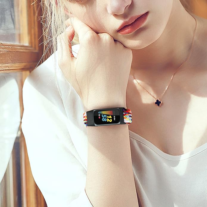 Braided Band Compatible with Fitbit Charge 6/Fitbit Charge 5, Soft Nylon Solo Loop Adjustable