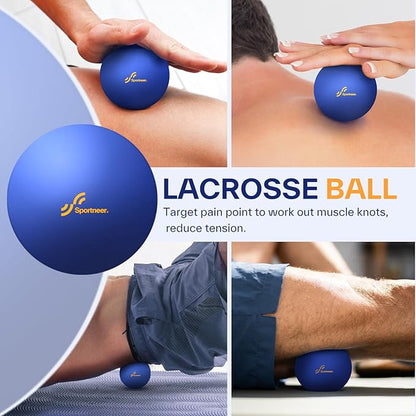 Sportneer 4 in 1 Foam Roller Set: Dual Textures Foam Roller, Foot Roller, Lacrosse Ball, Traction