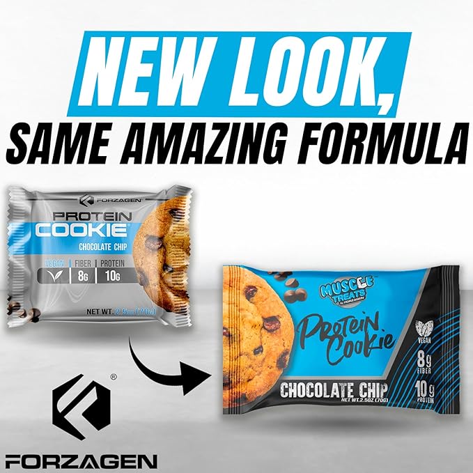 Forzagen Vegan Protein Cookies - Chocolate Chip Flavor | Low Carb Protein Treats, Healthy Snacks
