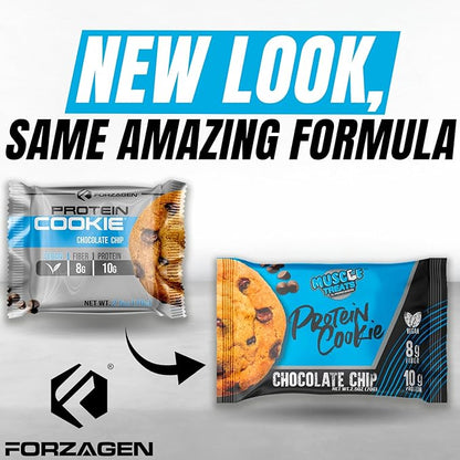 Forzagen Vegan Protein Cookies - Chocolate Chip Flavor | Low Carb Protein Treats, Healthy Snacks