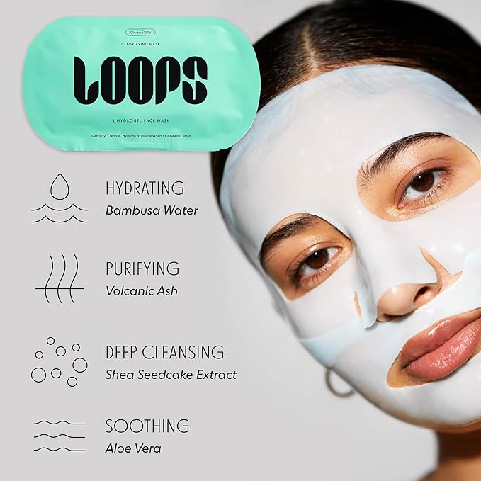 LOOPS CLEAN SLATE - Detoxifying Hydrogel Face Mask - Detoxify, Cleanse & Soothe - Deeply Purifying