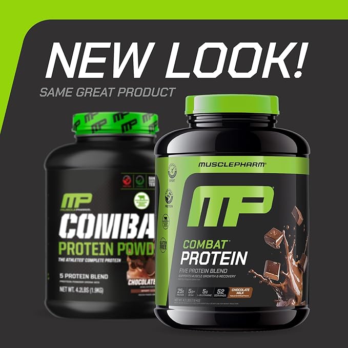 MusclePharm Combat Protein Powder, Chocolate Milk Flavor, Fuels Muscles for Productive Workouts, 5