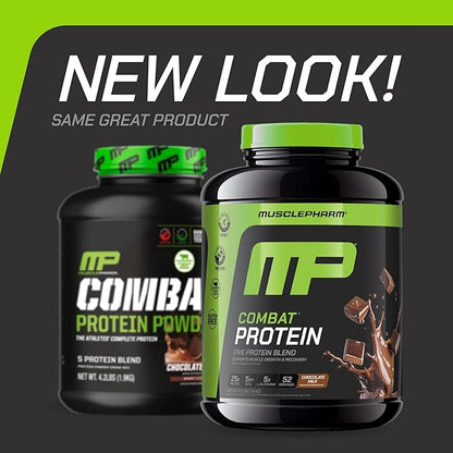 MusclePharm Combat Protein Powder, Chocolate Milk Flavor, Fuels Muscles for Productive Workouts, 5
