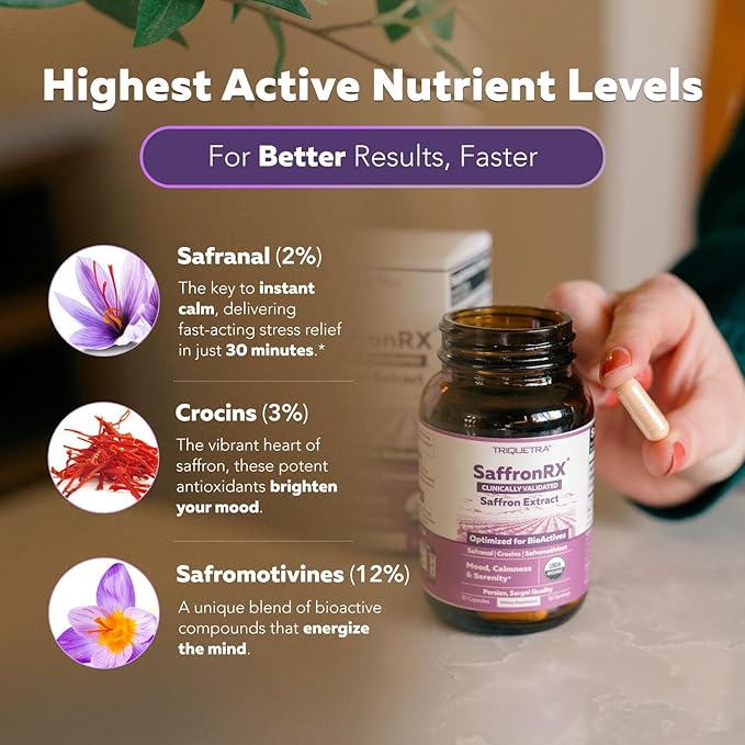 Organic Saffron Extract: Optimized Extract with Safromotivines, Safranal, and Crocins – Clinically