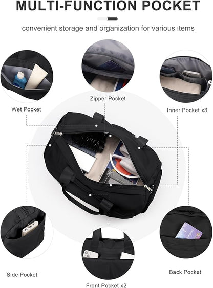 Gym Bag for Women Men, Sport Duffel Bag with Toiletry Bag & Shoe Compartment,Waterproof Travel