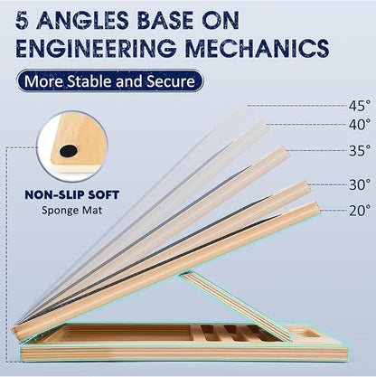 Professional Wooden Slant Board for Calf Stretching, Portable 5-Stretch Board for Knees, Non-Slip