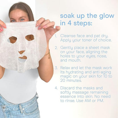 Baebody Snail Mucin Face Sheet Mask (6 pcs) - Anti Aging and Moisturizing Face Mask with Hyaluronic