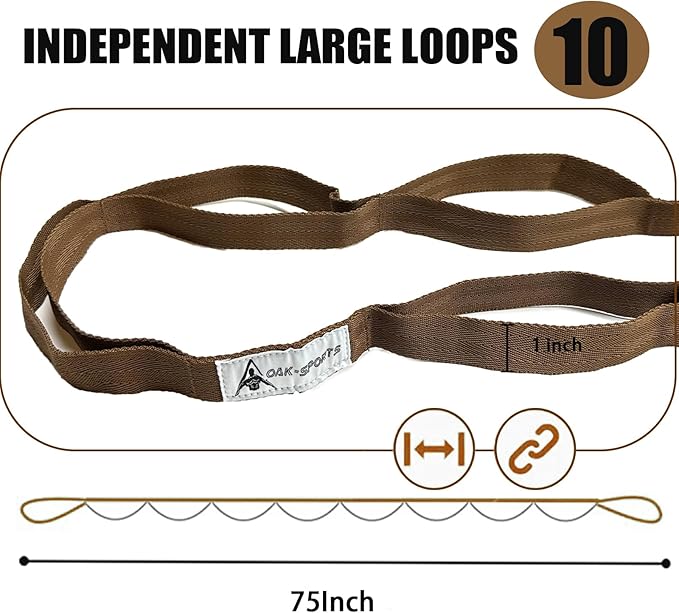 Stretching Strap Yoga Strap with Loops, Stretch Straps for Physical Therapy, Non-Elastic Exercise