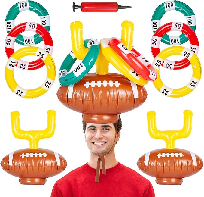 2 Set Inflatable Football Post Ring Toss, Goal Post Ring Game, Football Goal Post for Kids, Family