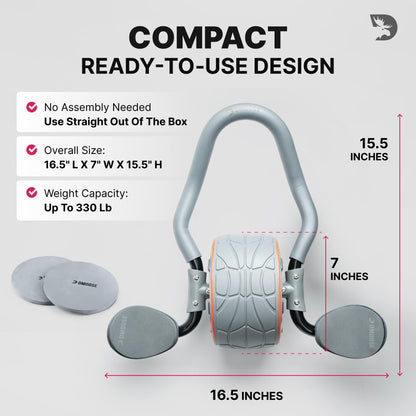 DMoose Fitness Ab Roller Wheel with Elbow Support & 2 Knee Pads - Abdominal Exercise Trainer for