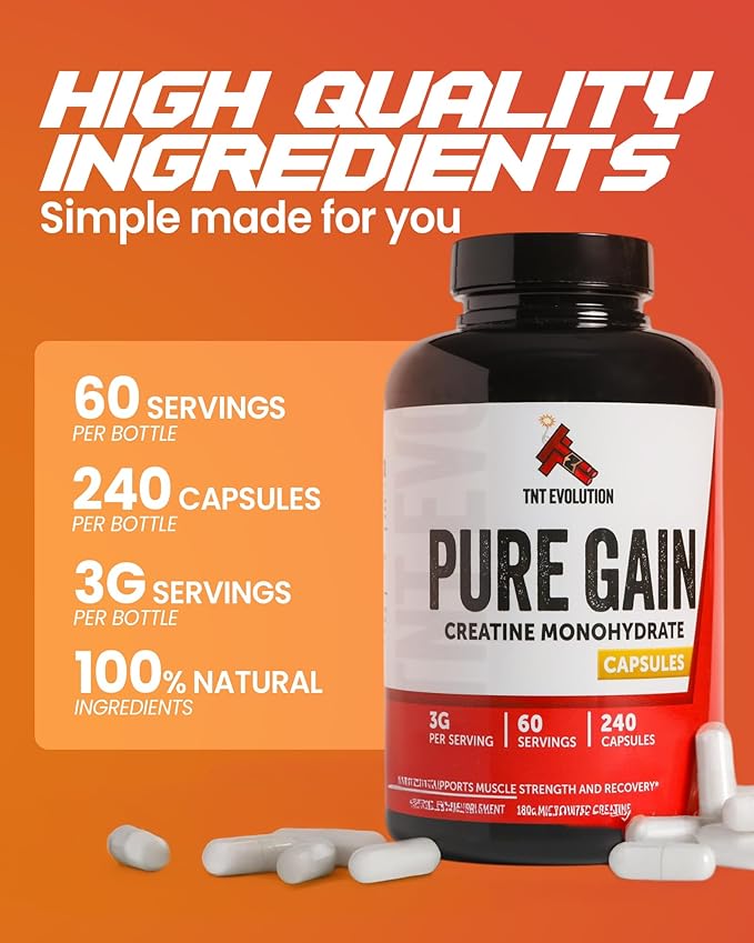 Creatine Monohydrate Capsules – 750mg Capsule for Men & Women – 60 Serving – Pure Micronized