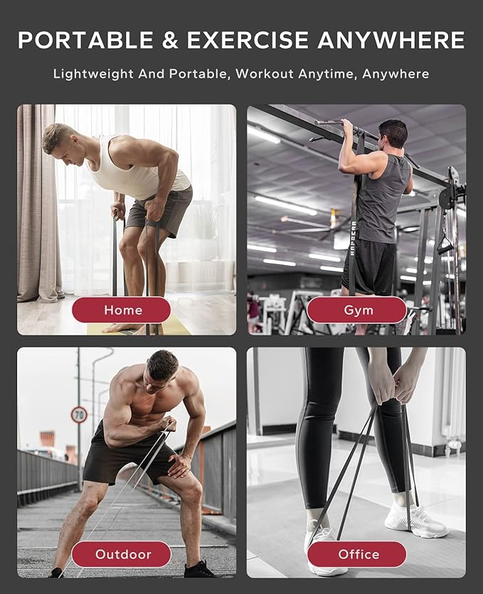 HAPBEAR Pull Up Assistance Bands Set of 5 - Resistance Bands for Working Out, Stretching, Physical