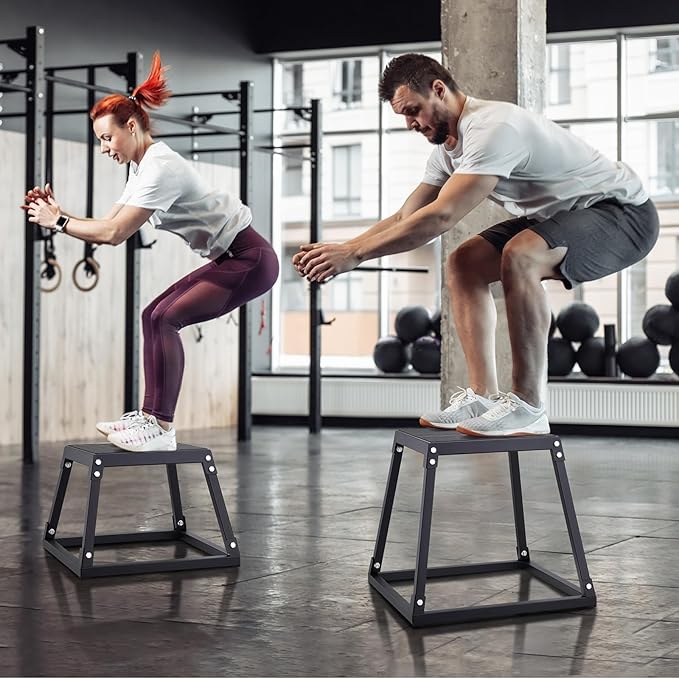 VEVOR Plyometric Jump Box, 18 Inch Plyo Box, Steel Plyometric Platform and Jumping Agility Box