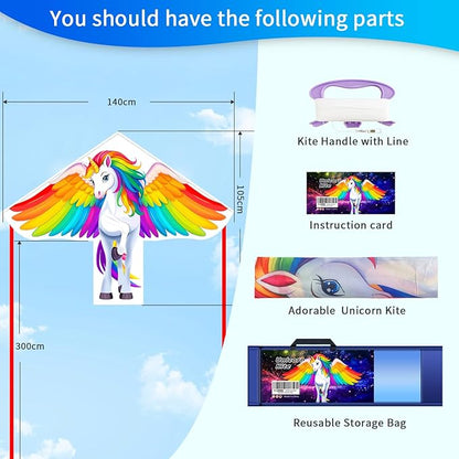 Xida Kites for Kids Ages 4-8, Large Kite for Adults, Easy to Fly Beach Kites with Handle and