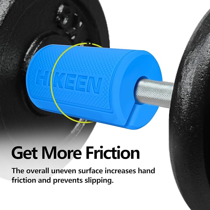 Hikeen Thick Bar Dumbbell Grips,Non Slip Hard Rubber Barbell Grips,Grips for Weight Lifting, Muscle