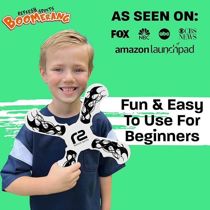 Boomerang for Kids - It Really Does Fly Back - Fun & Easy to Use Toy Gifts for Boys & Girls - Soft