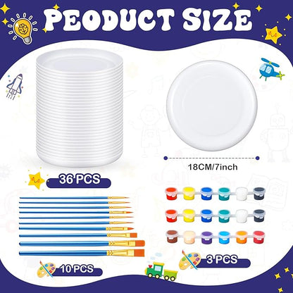 Tenceur 36 Pcs DIY Plastic Flying Disks Bulk 7 Inch Color Your Own White Flying Disc with 10
