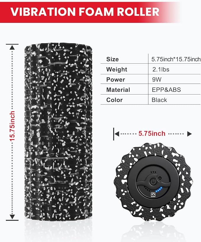 FITINDEX Vibrating Foam Roller for Muscle Deep Tissue, Back Pain Relief, Leg Foot Neck Massager