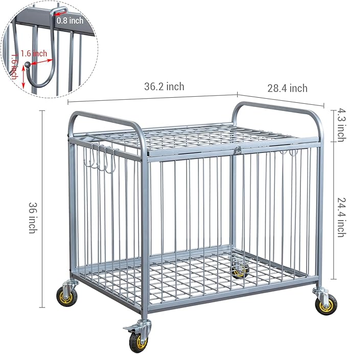 MyGift Large Capacity Metal Rolling Multi Sports Ball Cage Storage Hopper, Gym Equipment Basket