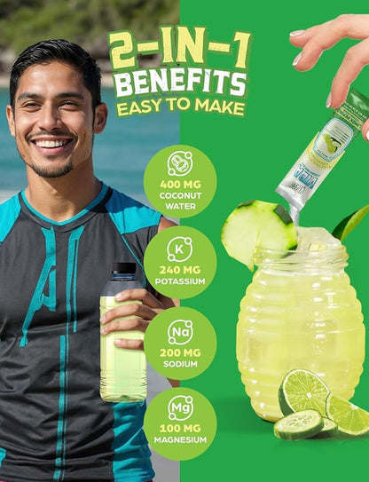 Electrolyte Drink Mix – Cucumber Limeade Agua Fresca Flavor | Sugar-Free Hydration Powder with