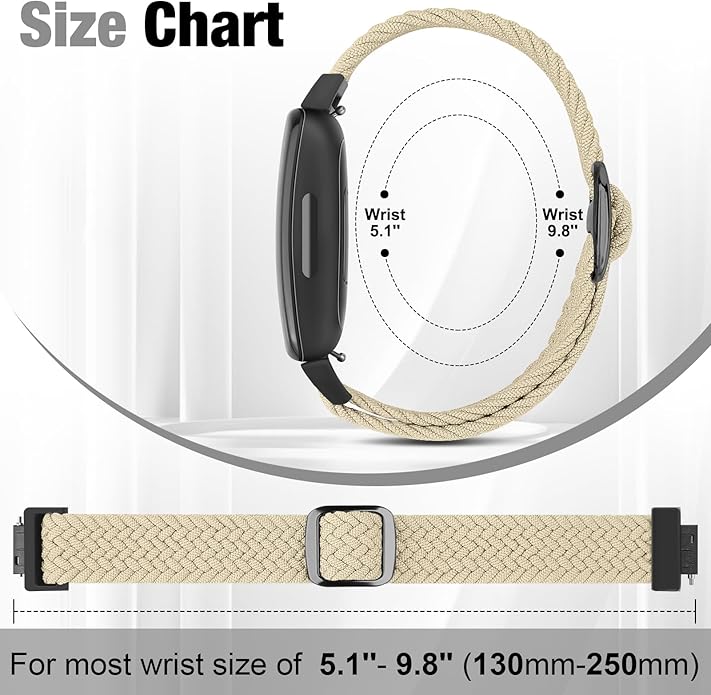Elastic Braided Watch Band Compatible with Fitbit Inspire 3/Inspire 2/Inspire/Inspire HR/Fitbit ace