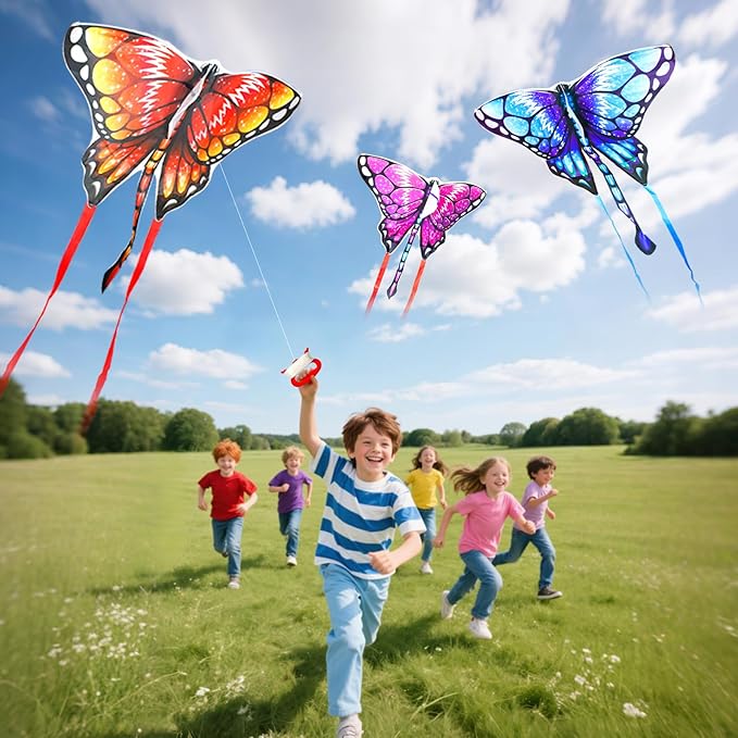 Easy to Fly Kites for Kids Ages 4-8 8-12 & Adults, Beach Flying Toys Butterfly Kite with Handle and