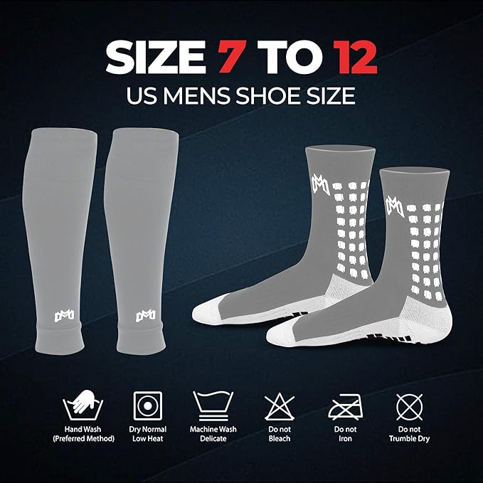 Soccer Grip Socks, Shin Guards, Pre Cut Sock Sleeves, and Guard Straps Bundle Pack - Essential