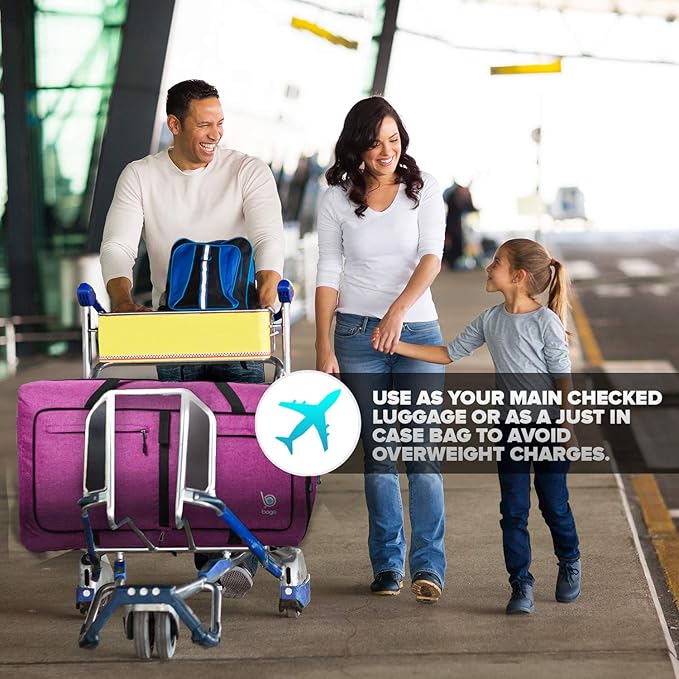 Bago Large Foldable Duffel Bags for Traveling Women & Men - 80L Packable Duffle Bag for Travel with