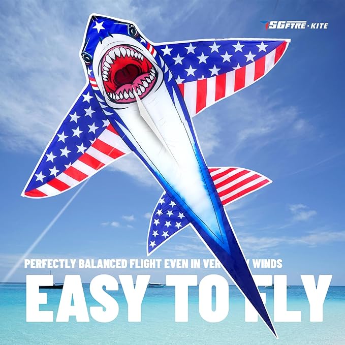 Three Headed Shark Kite for Kids and Adults,Kites for Kids Ages 8-12 Easy to Fly,Single Line Beach