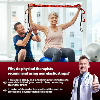 Stretching Strap with 10 Loops-Yoga Strap for Physical Therapy,Home Workout,Pilate & Flexibility