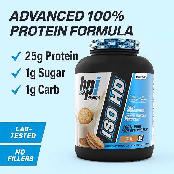 BPI Sports ISO HD Isolate Protein Powder ??100% Whey Isolate, Protein Powder for Muscle Gain