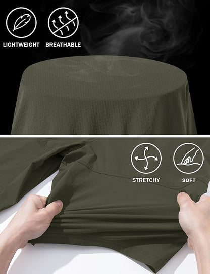 CRYSULLY Men's Hiking Cargo Shorts Outdoor Summer Lightweight Quick Dry Work Casual Shorts with 5