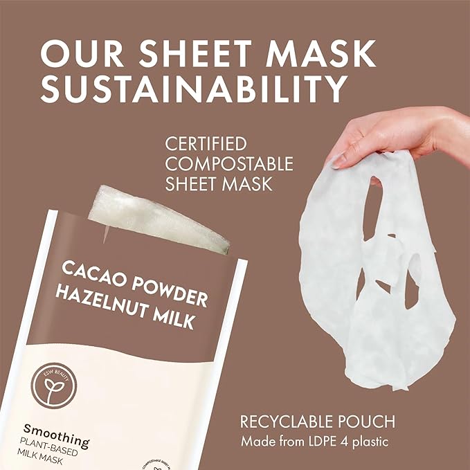 ESW Beauty Cacao Powder ??Smoothing Plant-Based Milk Face Mask ??Cacao & Hazelnut for Aging &