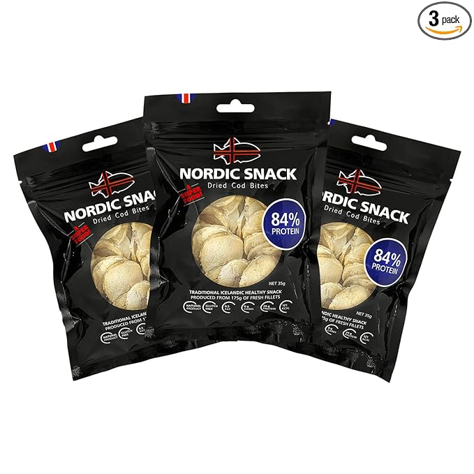 Nordic Catch Freeze Dried Cod Bites Seafood Snacks - Chips made from Wild Caught Icelandic Cod Fish