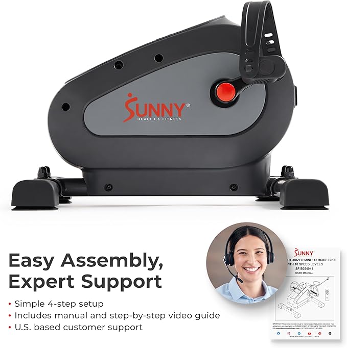 Sunny Health & Fitness Smart Under-Desk Bike Exerciser, Low-Impact Cardio Cycling Equipment for