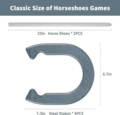 Horseshoes Outside Game Set - Universal Size Lawn Horseshoes Outdoor Games for Parties Beach