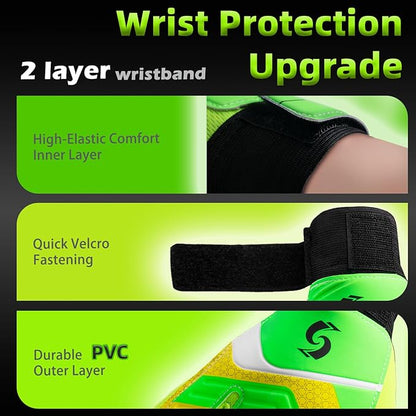 Sportout Kids Goalkeeper Gloves, Soccer Gloves with Double Wrist Protection and Non-Slip Wear