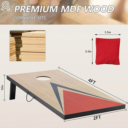 Cornhole Sets 4 x 2 ft with 8 Bean Bags Regulation Size, Corn Hole Games for Adults Outdoor Bean