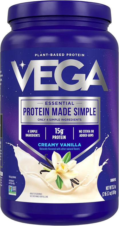 Vega Protein Made Simple Protein Powder, Vanilla - Stevia Free, Vegan, Plant Based, Healthy, Gluten