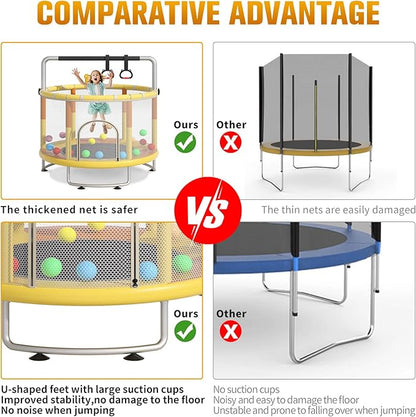 55" Small Trampoline for Kids, Telawah Indoor Outdoor with with Enclosure Net, Safety Enclosure