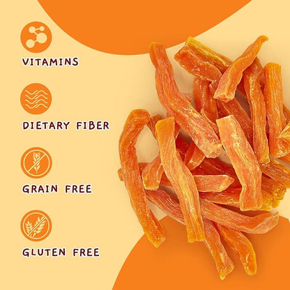 Jungle Calling Sweet Potato Dog Treats,Low Fat Natural Soft Chews for Weight Management, Single