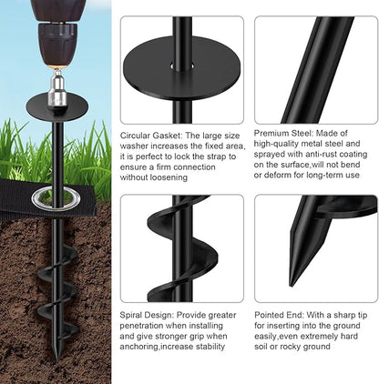 Eurmax USA Ground Anchors Screw in Trampoline Anchors High Wind Tent Stakes Heavy Duty Ground