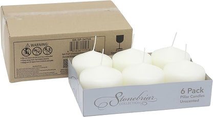 Stonebriar Unscented White Tall Pillar Candles, 18 Hour Burning Candle Pillars, Perfect for Decor