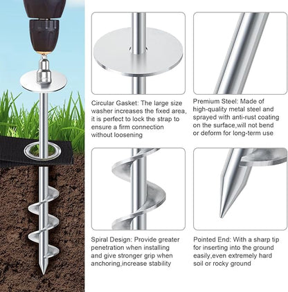 Eurmax USA Ground Anchors Screw in Trampoline Anchors High Wind Tent Stakes Heavy Duty Ground